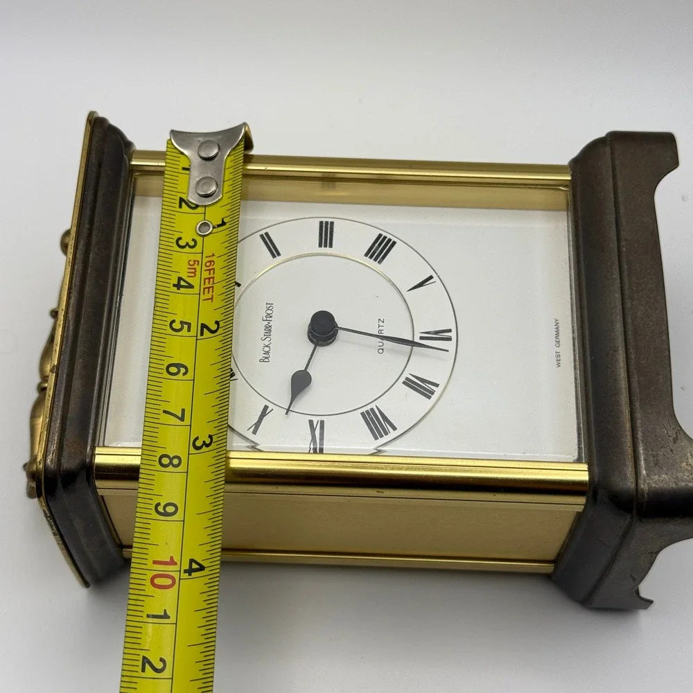 Vintage Black Starr & Frost Brass Carriage Clock Quartz Desk Mantel West Germany